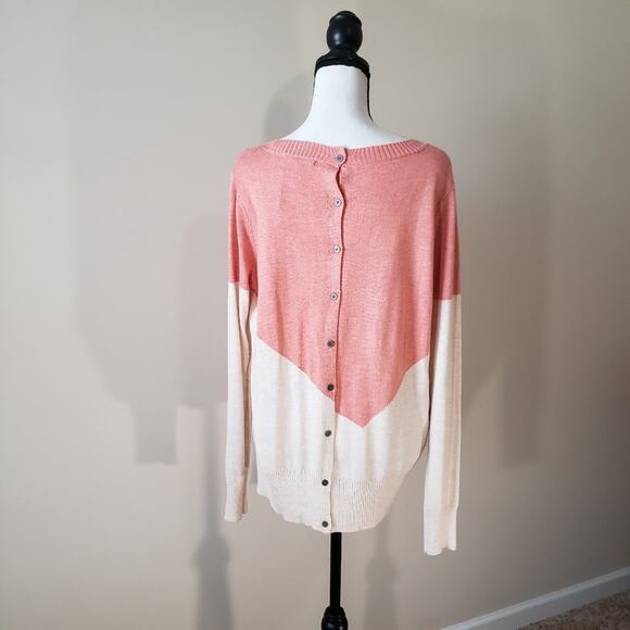 41 Hawthorn Women's Large Presley Colorblock Button-Back Sweater NWT - Picture 1 of 6